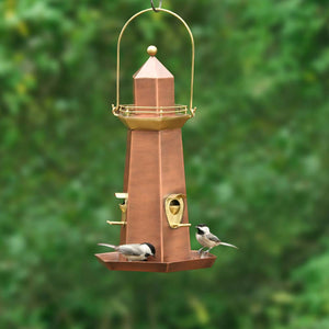 Copper and Brass Lighthouse Bird Feeder - Extra Large