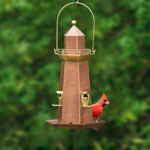 Copper and Brass Lighthouse Bird Feeder - Extra Large