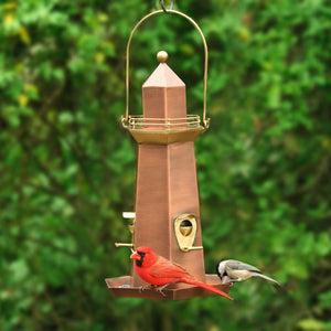 Copper and Brass Lighthouse Bird Feeder - Extra Large