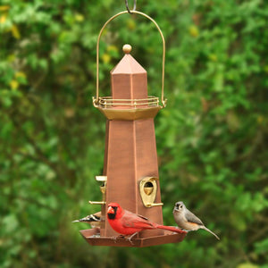 Copper and Brass Lighthouse Bird Feeder - Extra Large