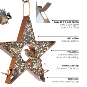 Star Fly Thru™ Copper Bird Feeder