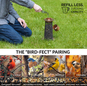 Copper Lighthouse Bird Feeder with Mesh Panels