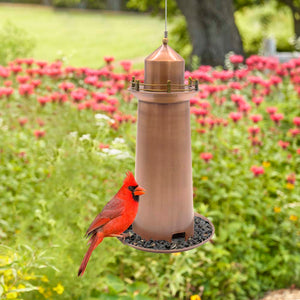 Copper Lighthouse Bird Feeder