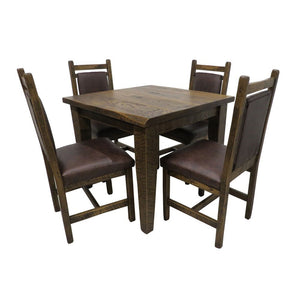 Barnwood Dining Chairs Leather Back & Seat - Set of 2