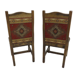 Barnwood Dining Chairs Upholstered Back & Leather Seat back view