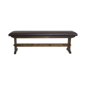 Barnwood Leather Trestle Bench