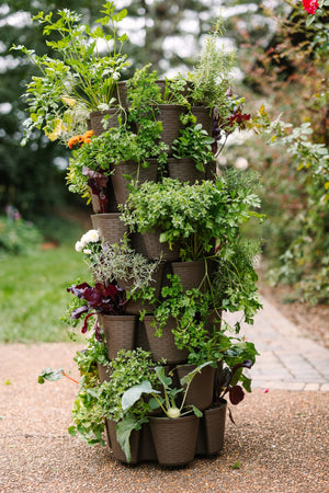 7 Tier GreenStalk Leaf Vertical Planter | Beautiful Black (Basket Weave Texture) (Copy) 