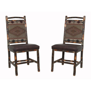 Hickory Dining Chairs with Upholstered Back & Seat