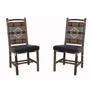 Hickory Dining Chairs with Upholstered Back & Leather Seat