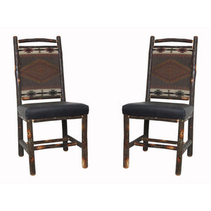 Hickory Dining Chairs with Upholstered Back & Leather Seat