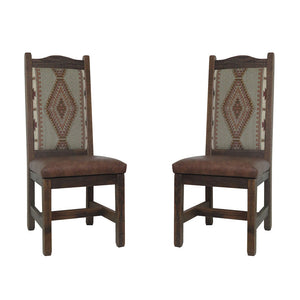 High Back Rustic Barnwood Dining Chairs Upholstered Back & Seat