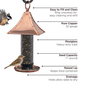 Pagoda Style Pure Copper Bird Feeder