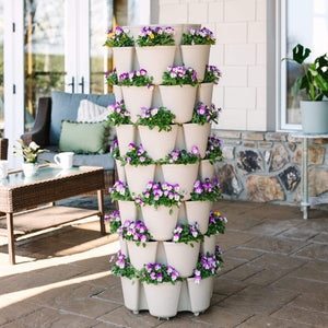 7 Tier GreenStalk Leaf Vertical Planter | Stunning Stone (Basket Weave Texture) 