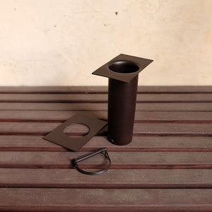 bronze long installation kit showing D-clip and additional sleeve detached