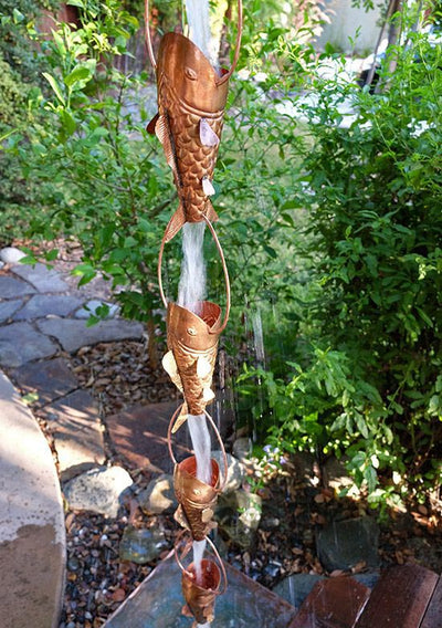 Fancy Koi Rain Chain | Copper Cup Style Rain Chain – Free Shipping